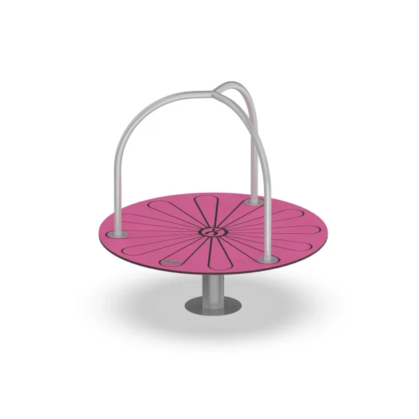 Stand-and-Spin Playground Equipment | Commercial Pink Floral Playground Spinner
