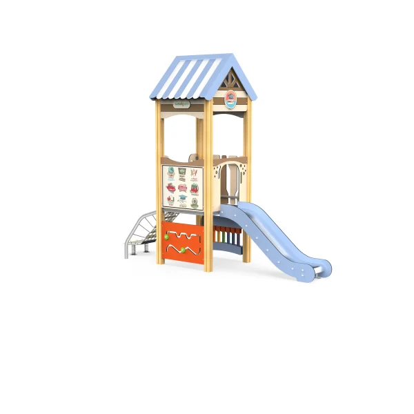 Compact Modular Playground Playhouse Slide | Kids Indoor & Outdoor Playhouse Slide