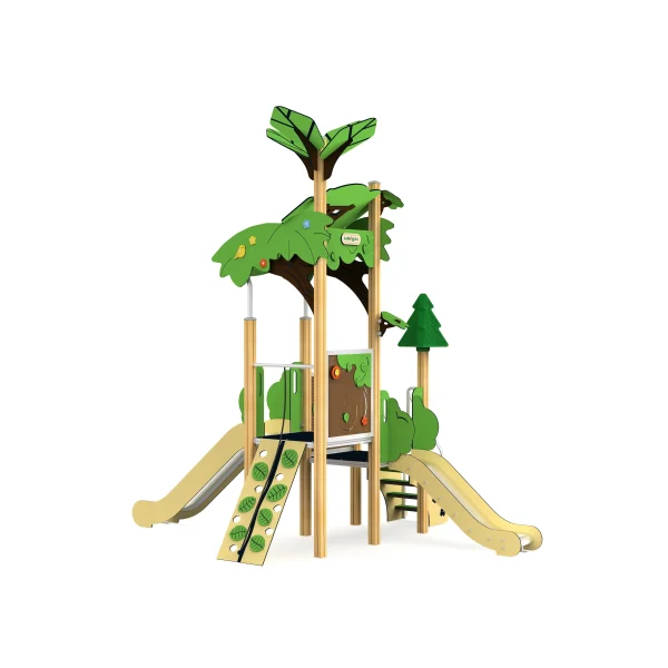 Medium-Sized Outdoor Playground Slide | Jungle-Themed Commercial Playhouse
