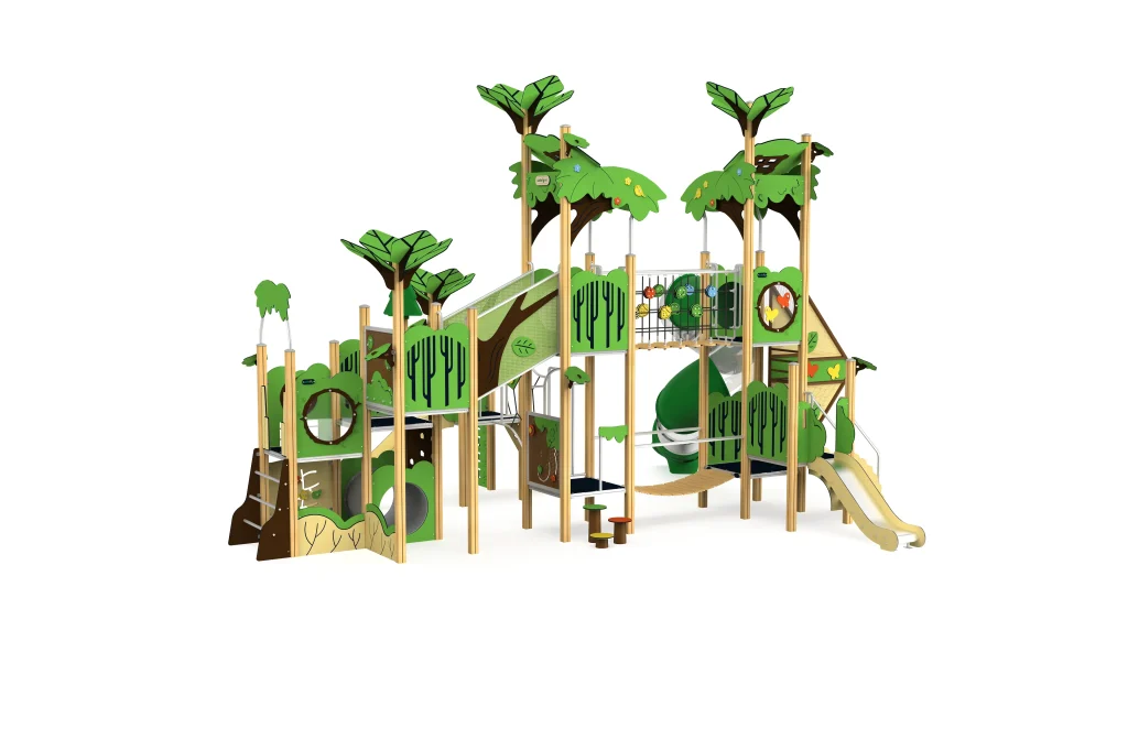 Outdoor playhouse with slide, Playground playset slide